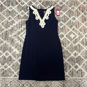 Brand new Vince Camuto dress navy blue and gold size 4